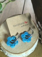 Créole interchangeable fleur paillette bleu turquoise