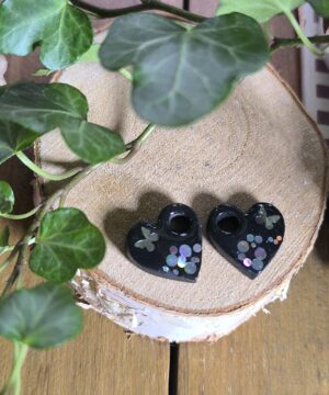 Pampille interchangeable coeur noir papillon
