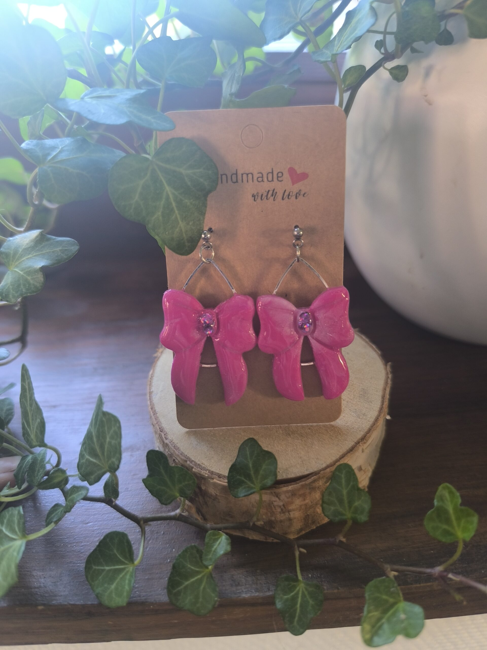 Boucles gros noeud rose