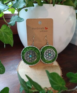 Boucles capsules vertes Fleur de vie