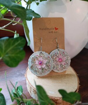 Boucles capsules : fleur rose